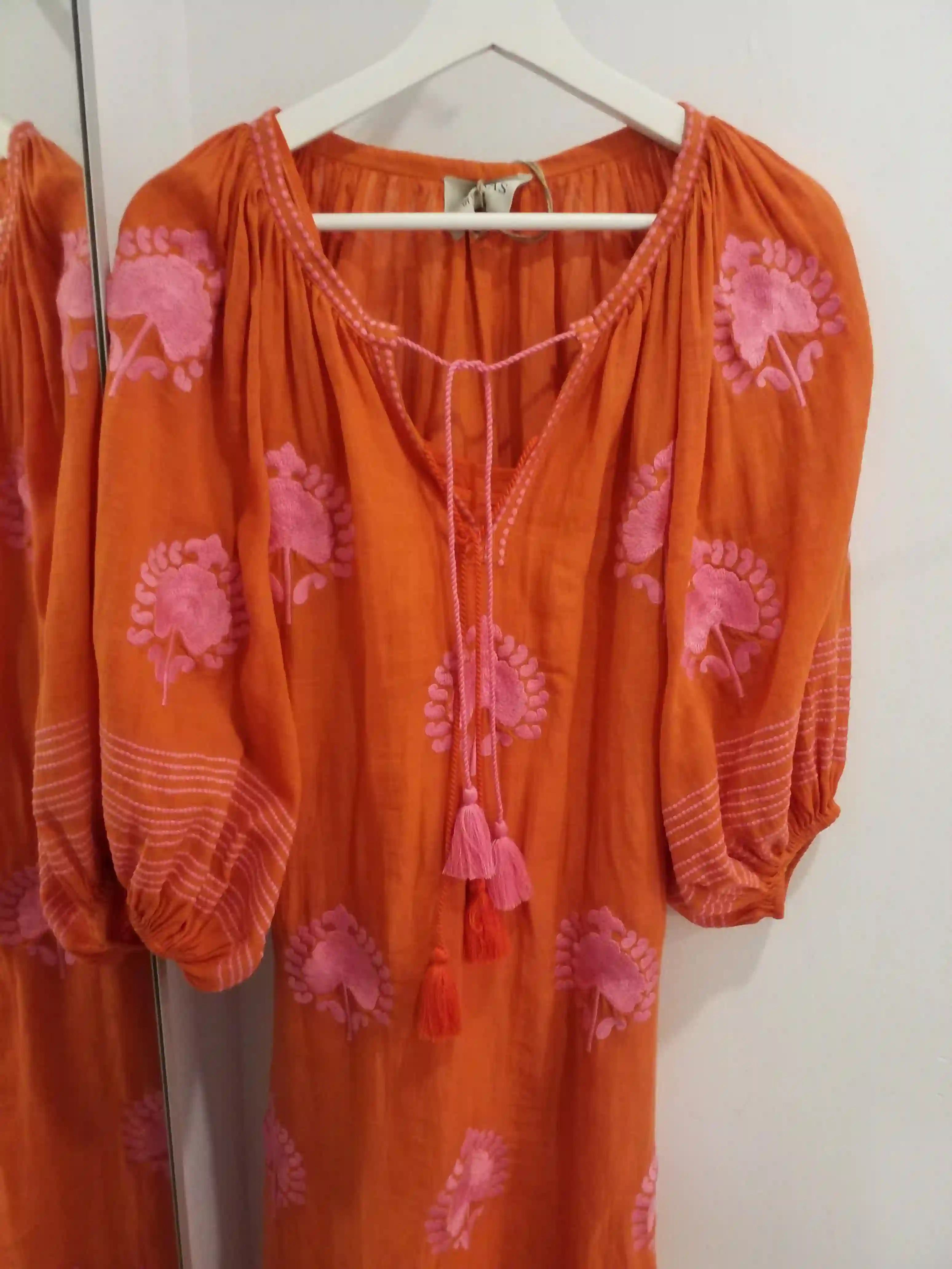 Vestido Benaras Naranja Rosa