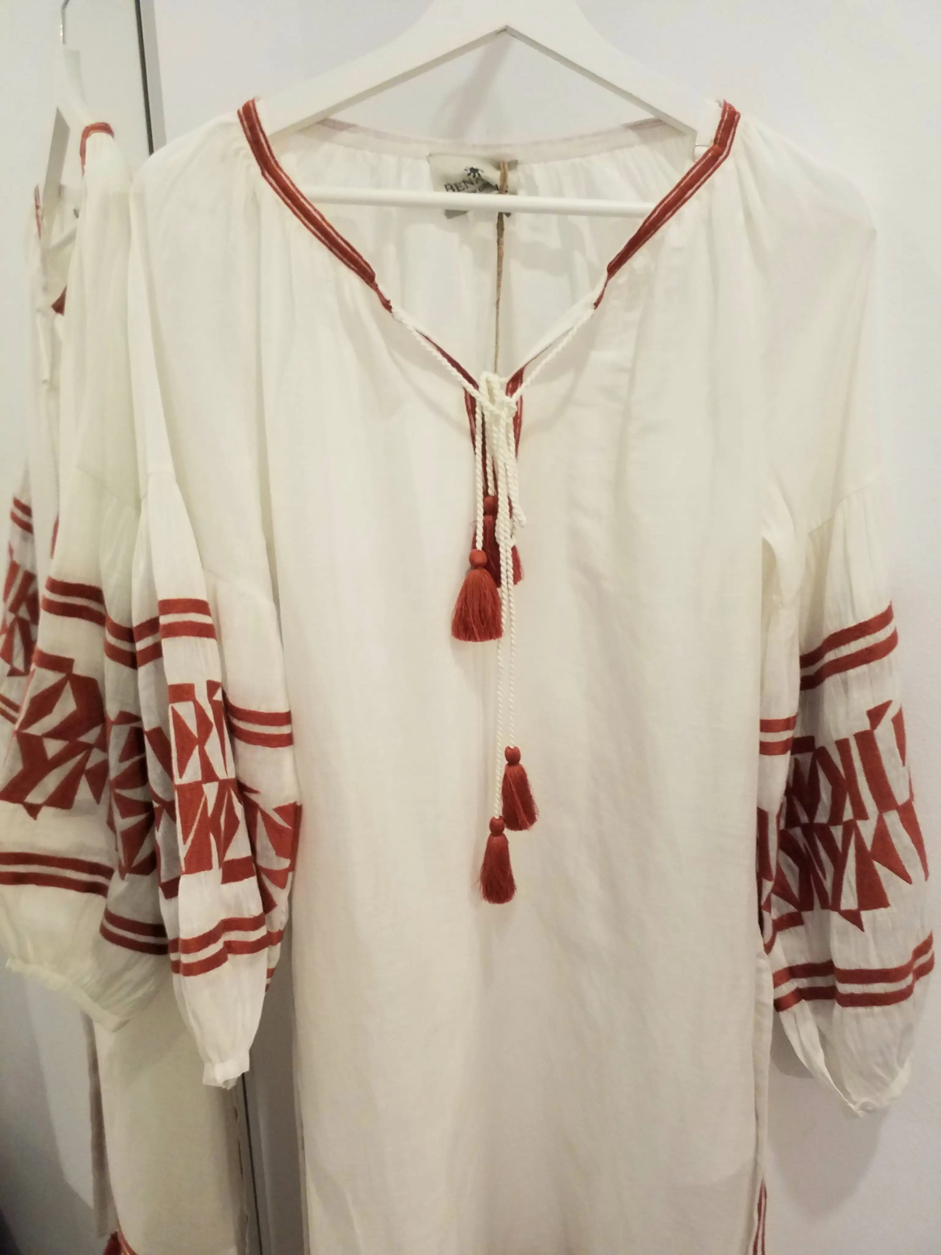 Vestido Benaras Blanco Marrón