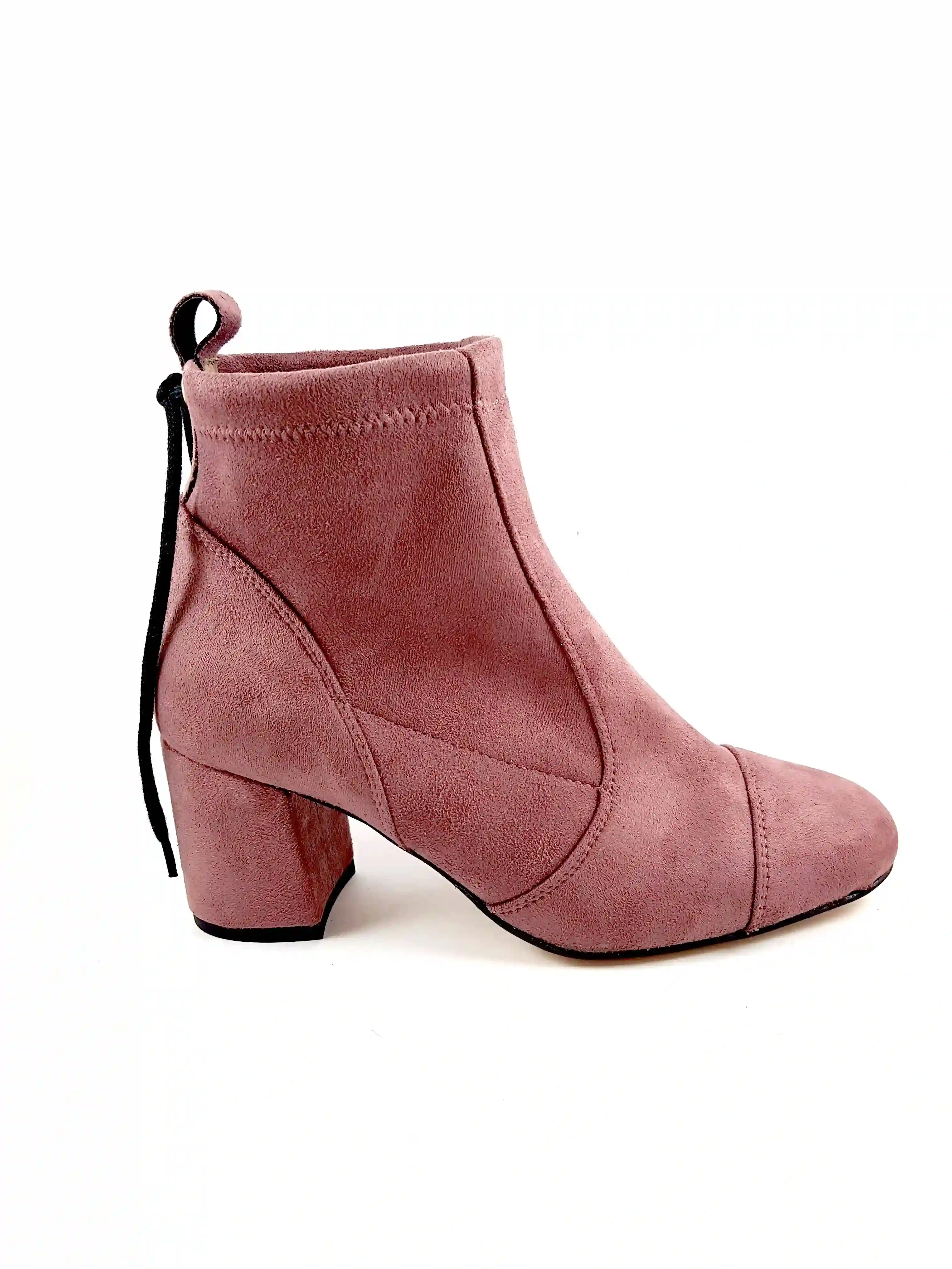 Botines de tacón medio de ante elástico Calvina en rosa