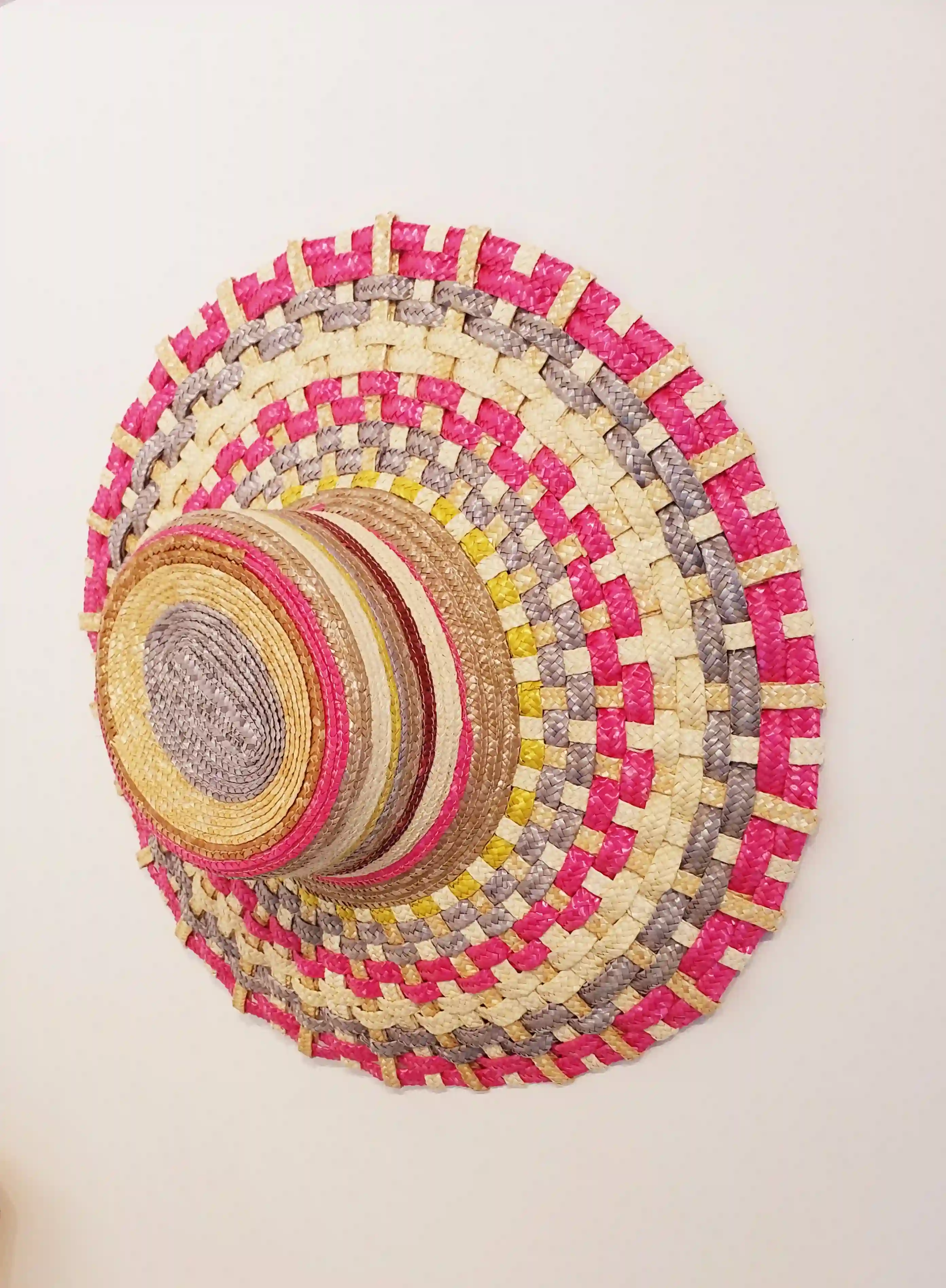Sombrero de Paja Natural Fucsia