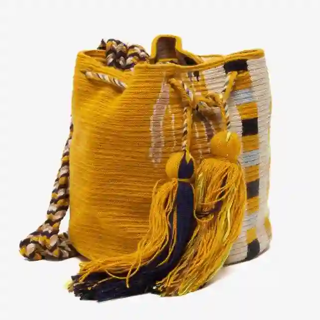 Handmade Small Crossbody Wayuu Esmira Mustard & Beige