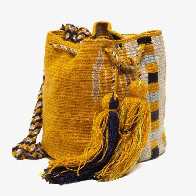 Handmade Small Crossbody Wayuu Esmira Mustard & Beige