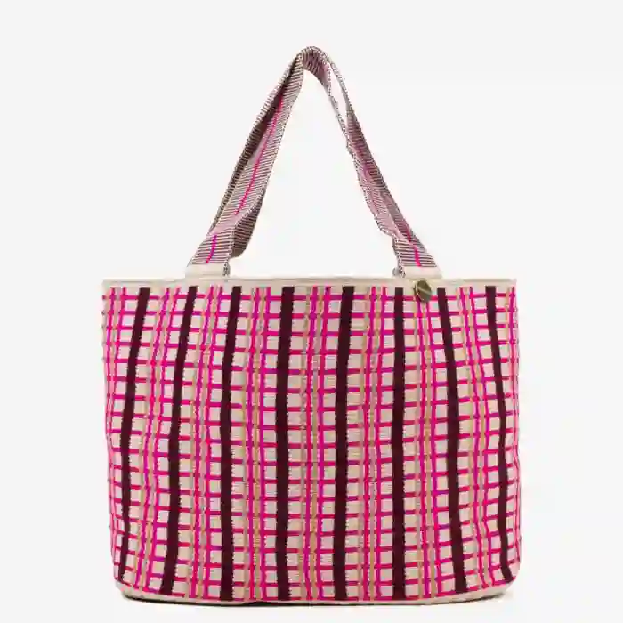 Bolso Shopping Wayuu Hecho a Mano Fucsia y Burdeos