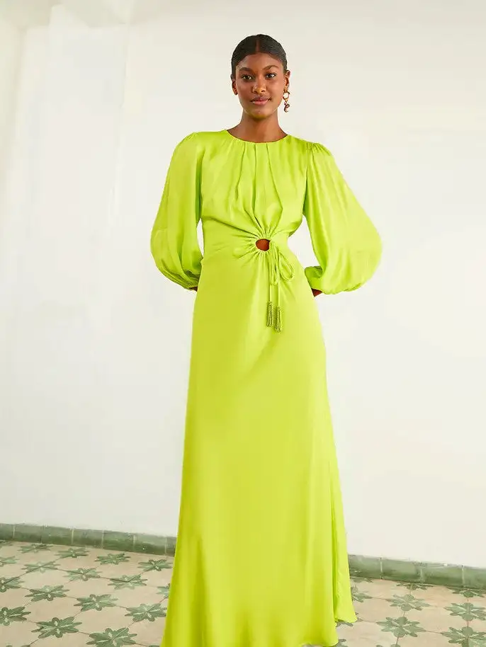 Vestido midi con ribetes de lima - Imagen 2