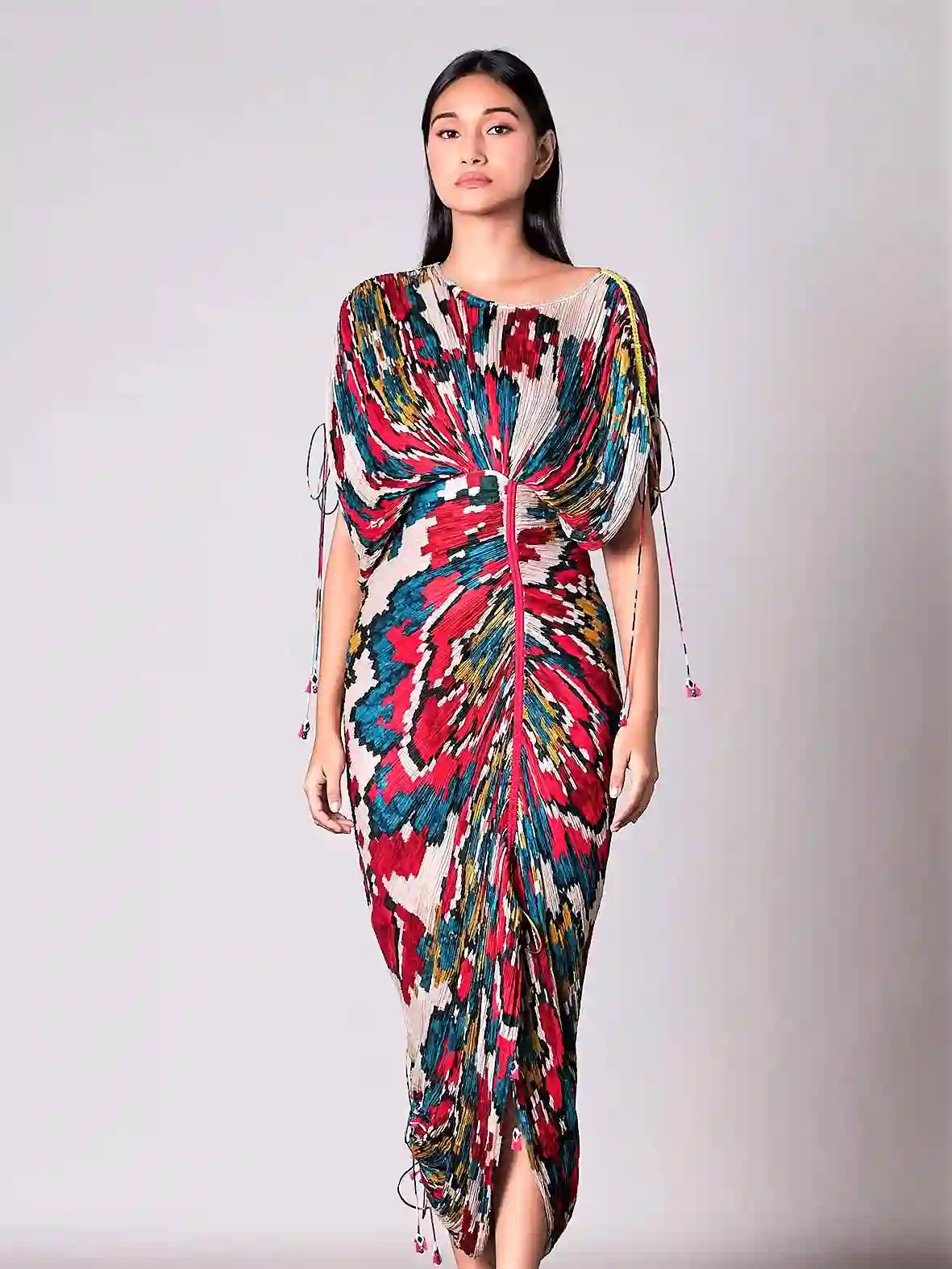 Vestido caftán microplisado