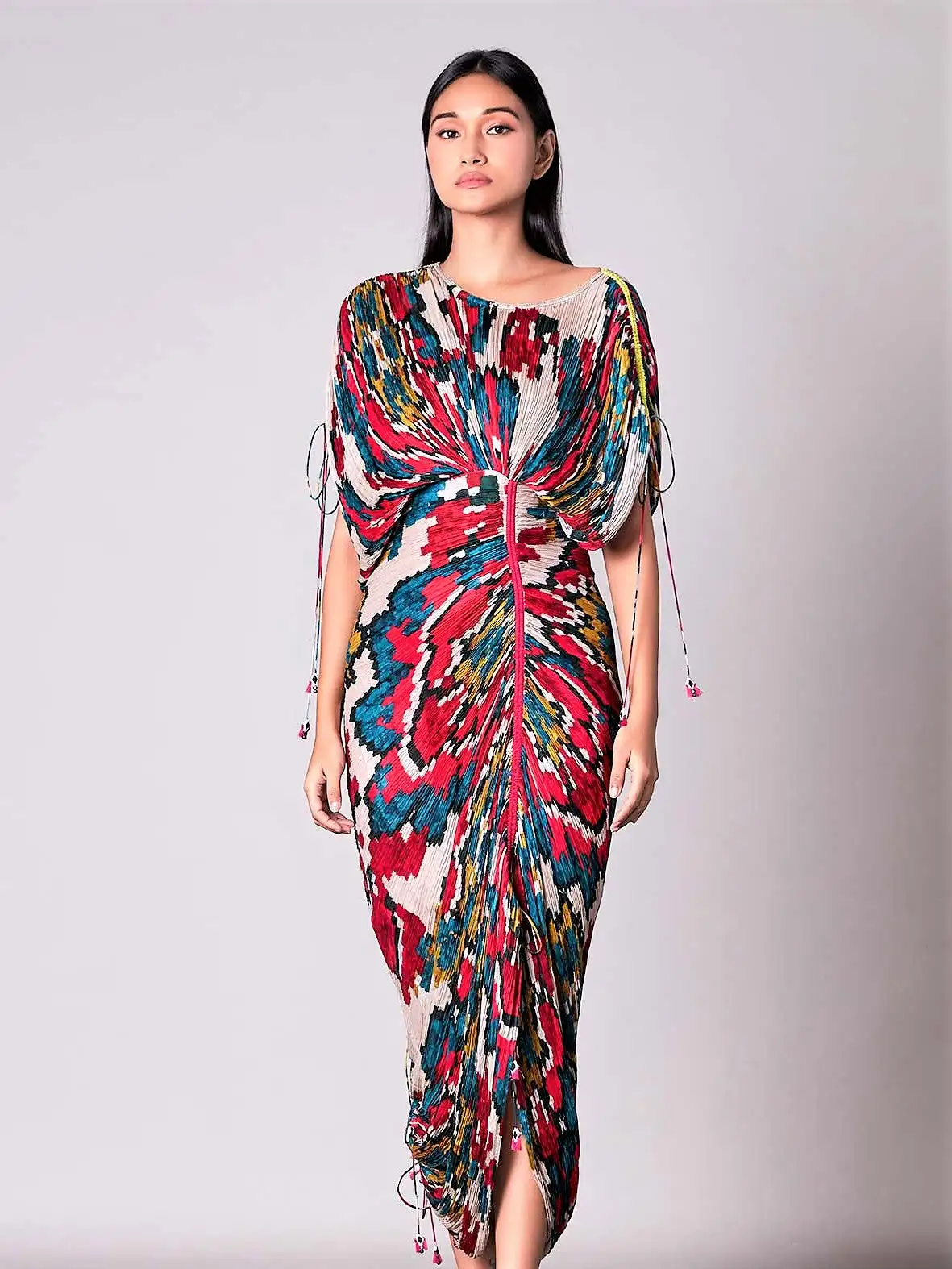 Vestido caftán microplisado