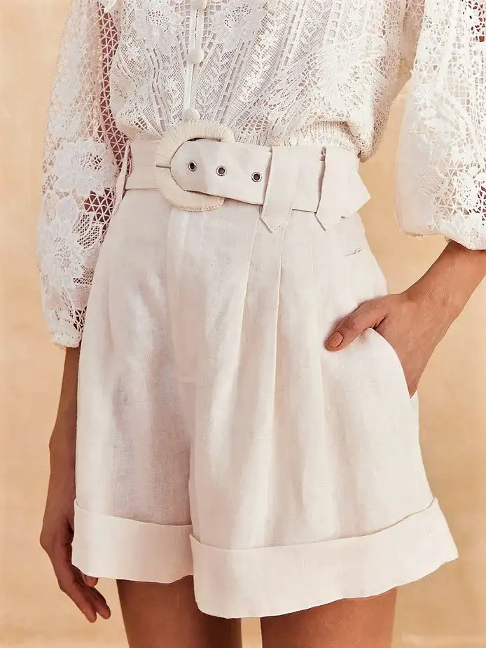 Pantalones cortos de sastre en blanco roto - Imagen 3
