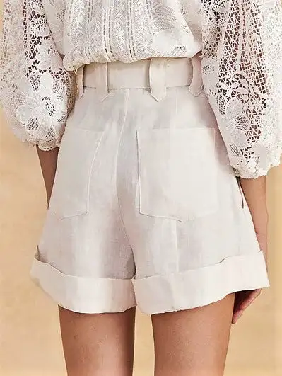 Pantalones cortos de sastre en blanco roto - Imagen 4