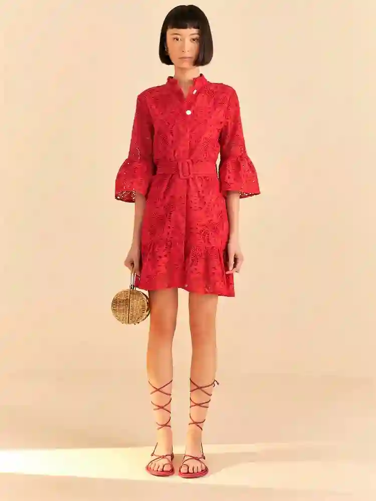 Minivestido rojo con palmeras