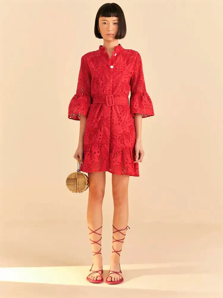 Minivestido rojo con palmeras