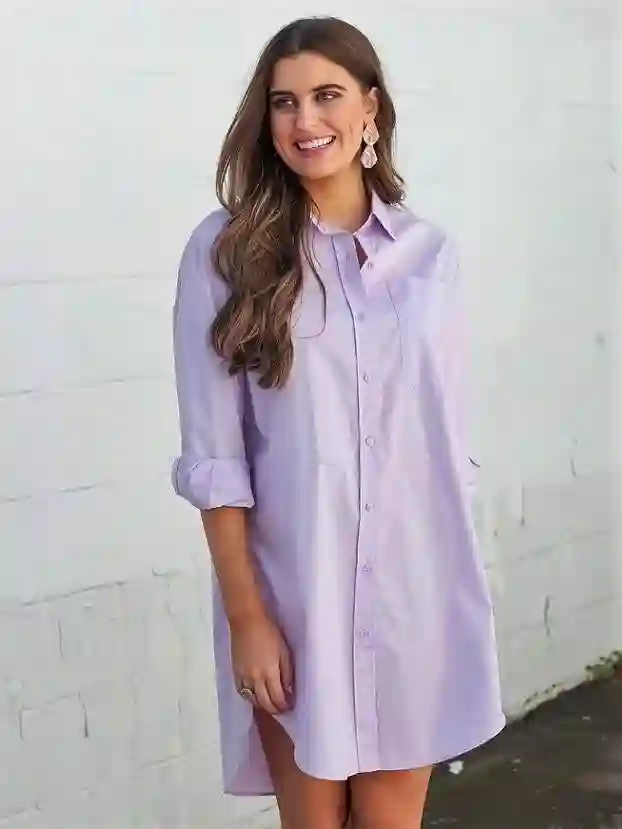 Vestido camisero de popelina
