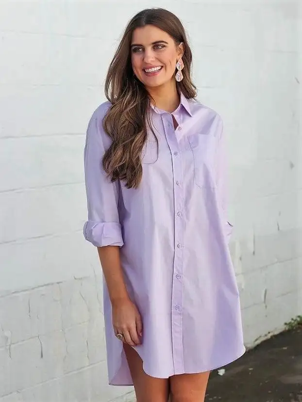 Vestido camisero de popelina