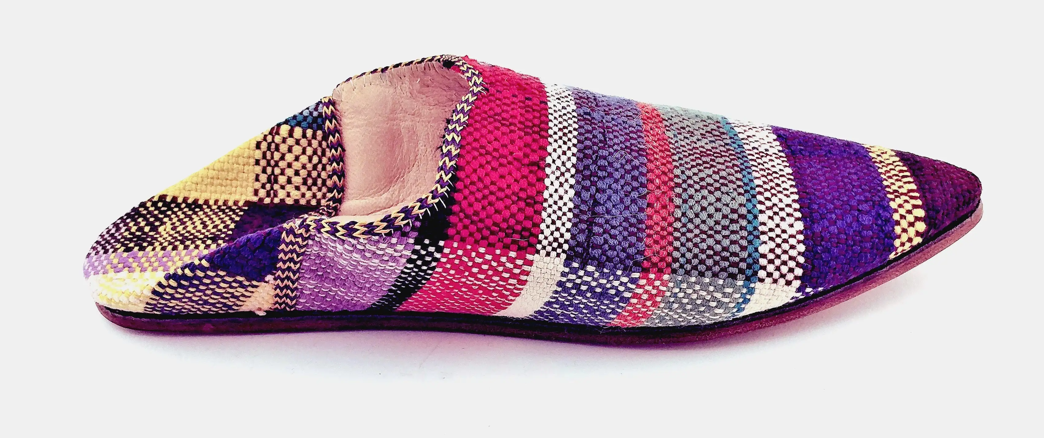 Babuchas recicladas de mantas marroquíes vintage Cuadros multicolores - Imagen 4