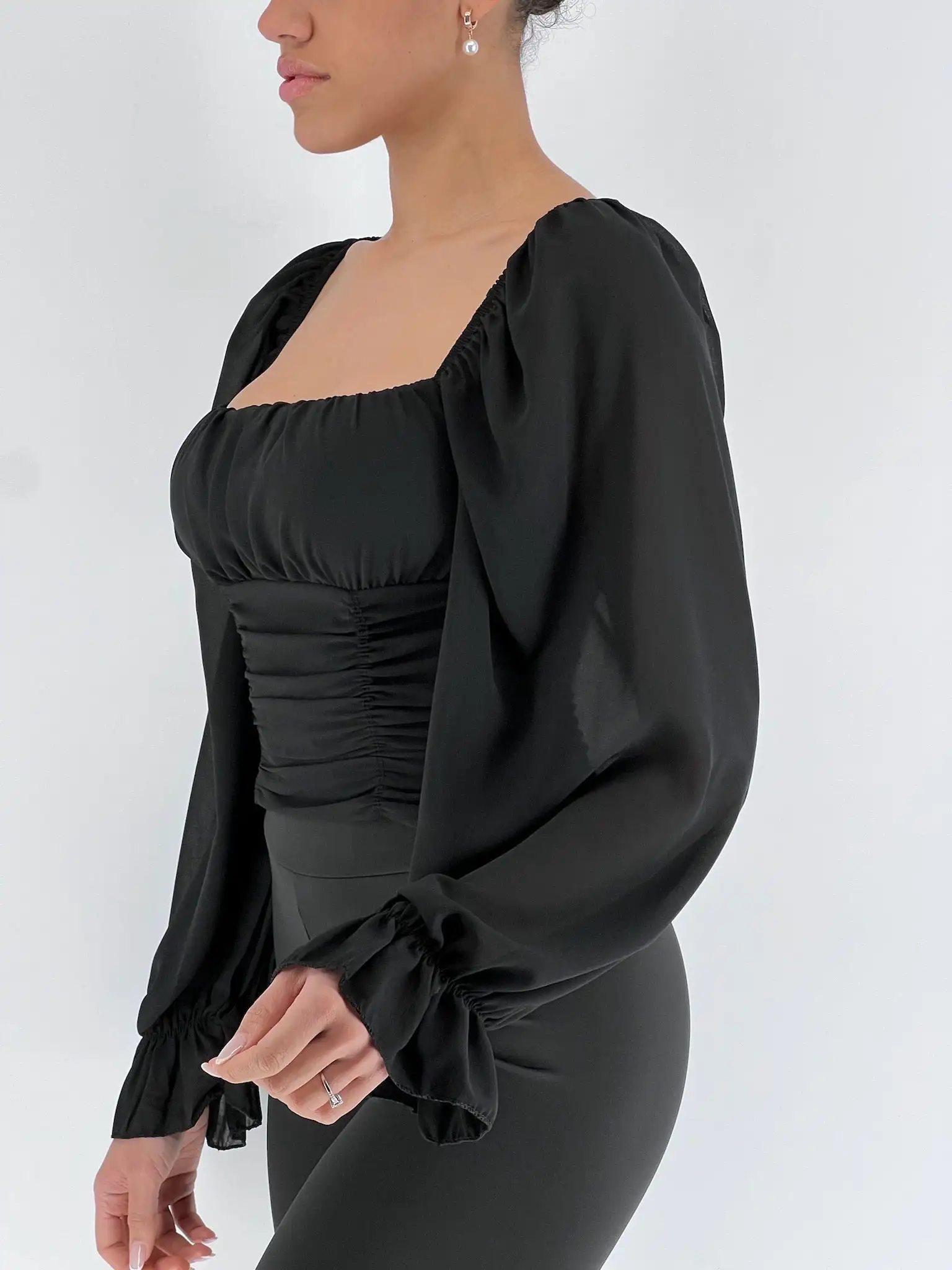 Blusa fruncida gasa - Imagen 2