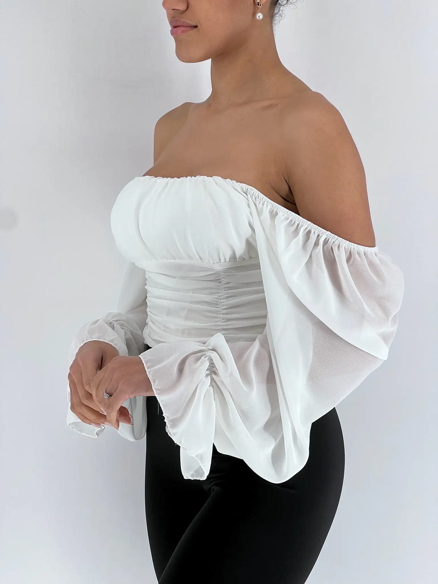 Blusa fruncida gasa - Imagen 3