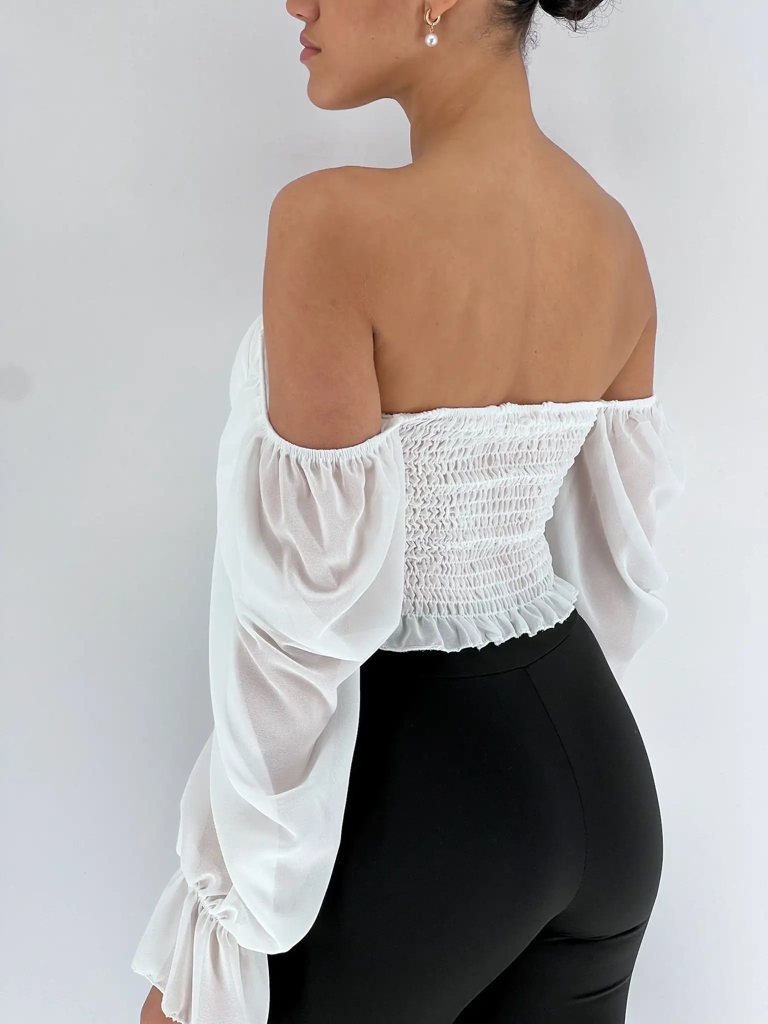 Blusa fruncida gasa - Imagen 4