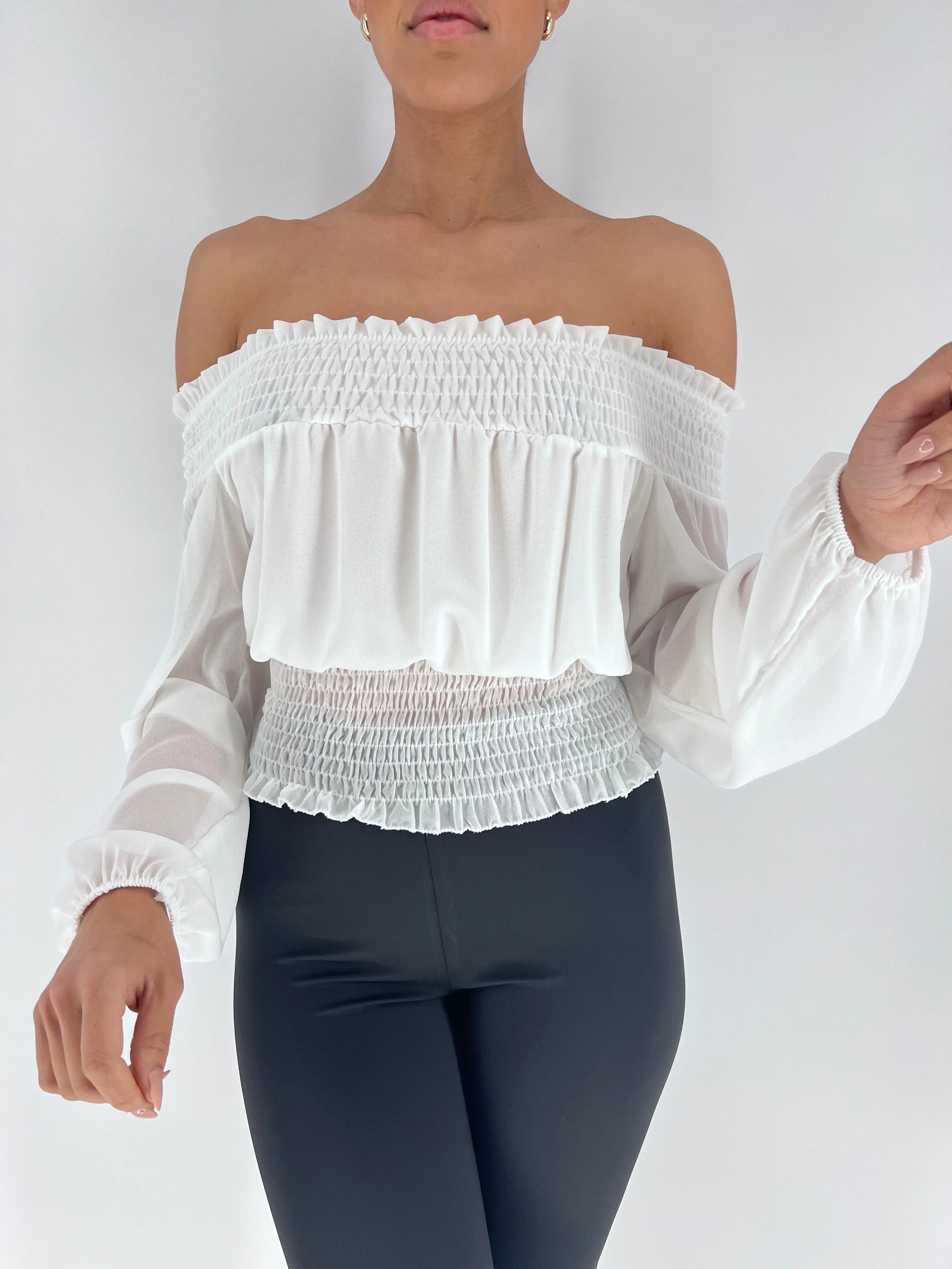 Blusa fruncido gasa - Imagen 4