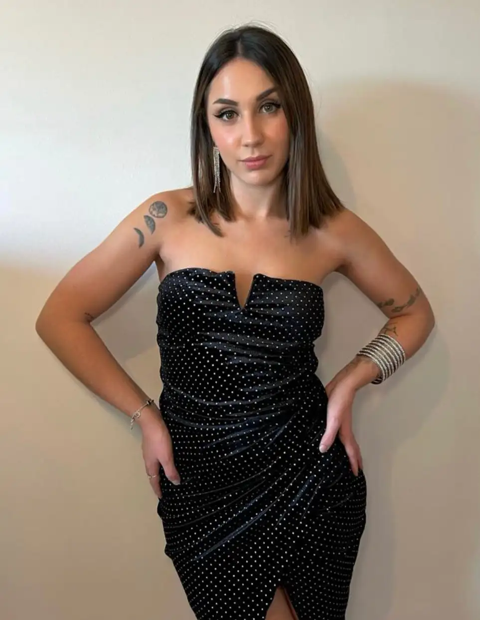 Vestido brillo largo