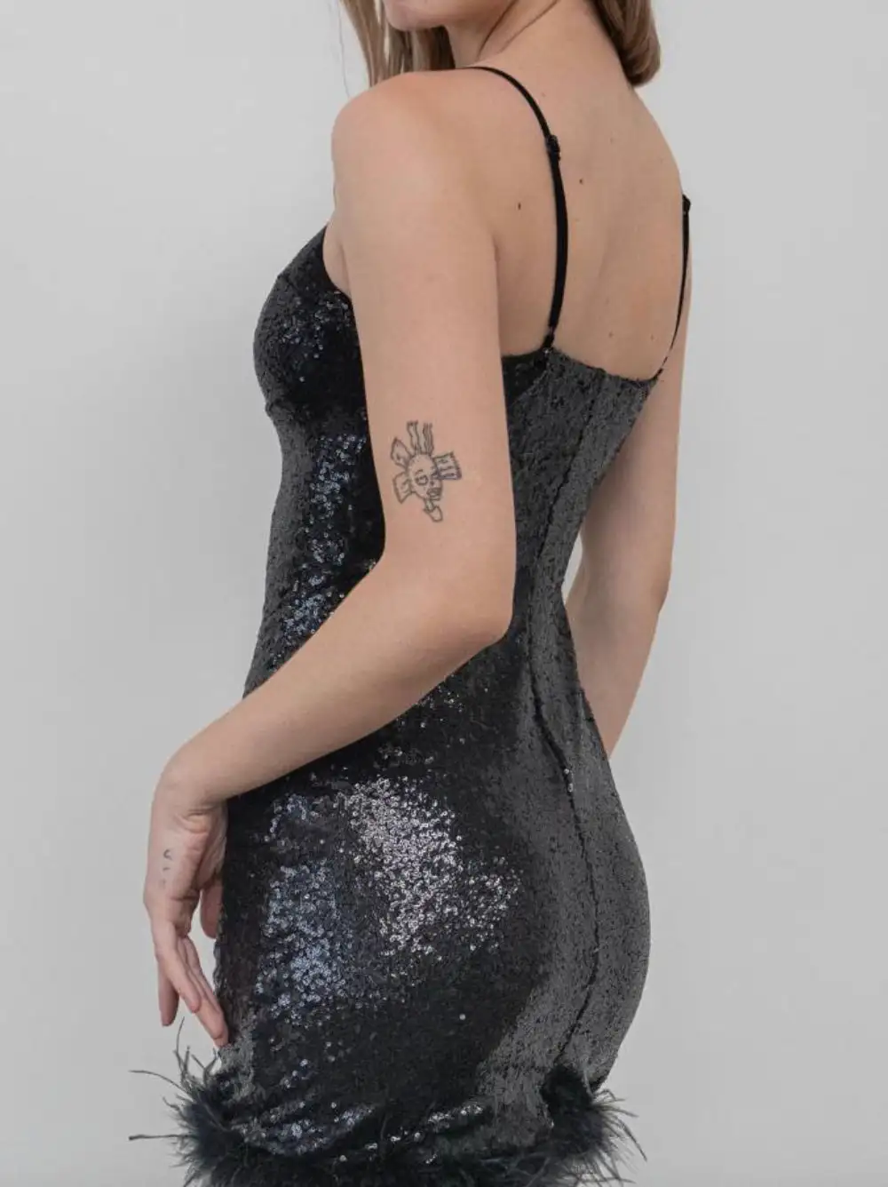 Vestido lentejuela pluma - Imagen 3