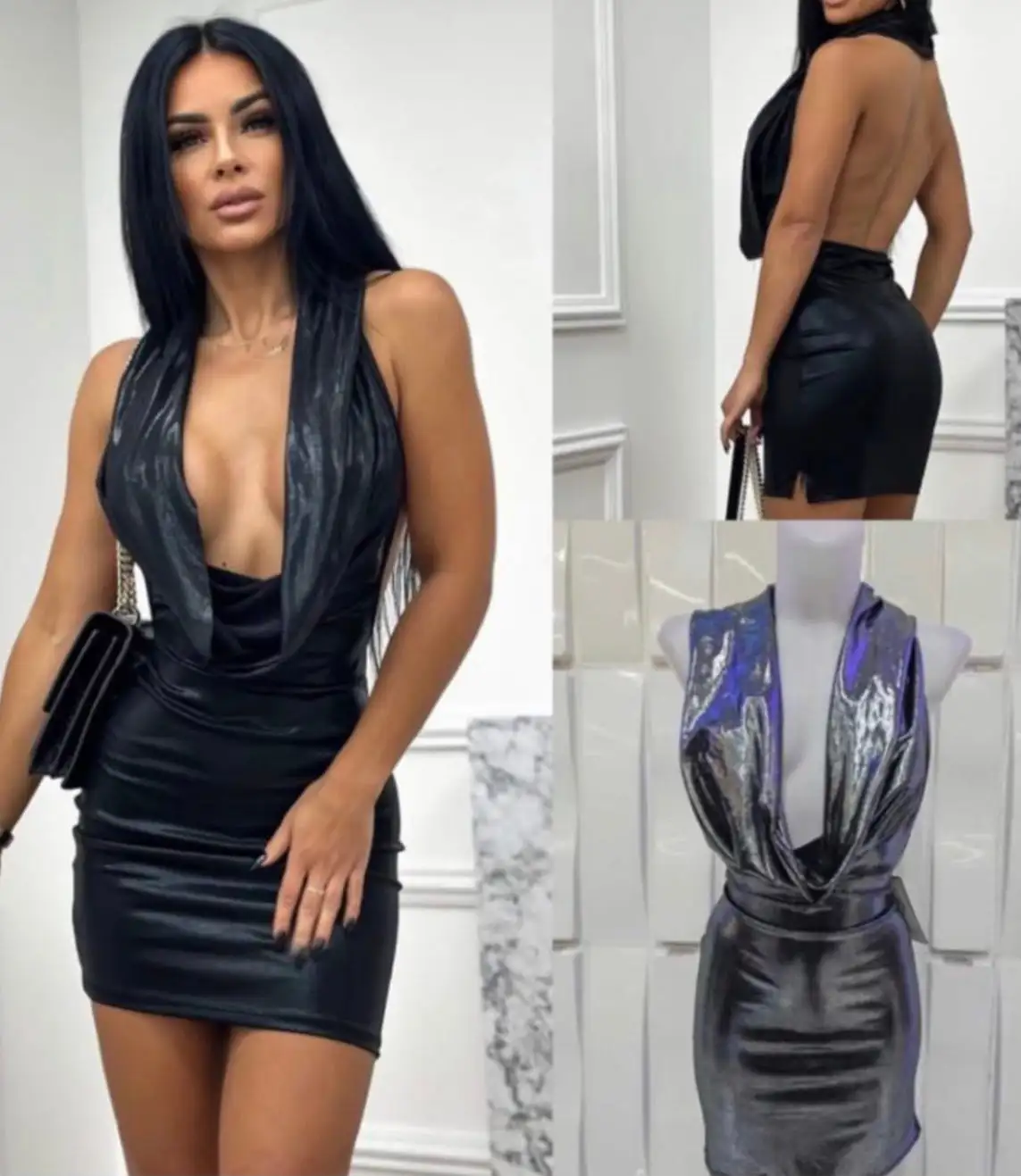 Vestido metalizado capucha - Imagen 2