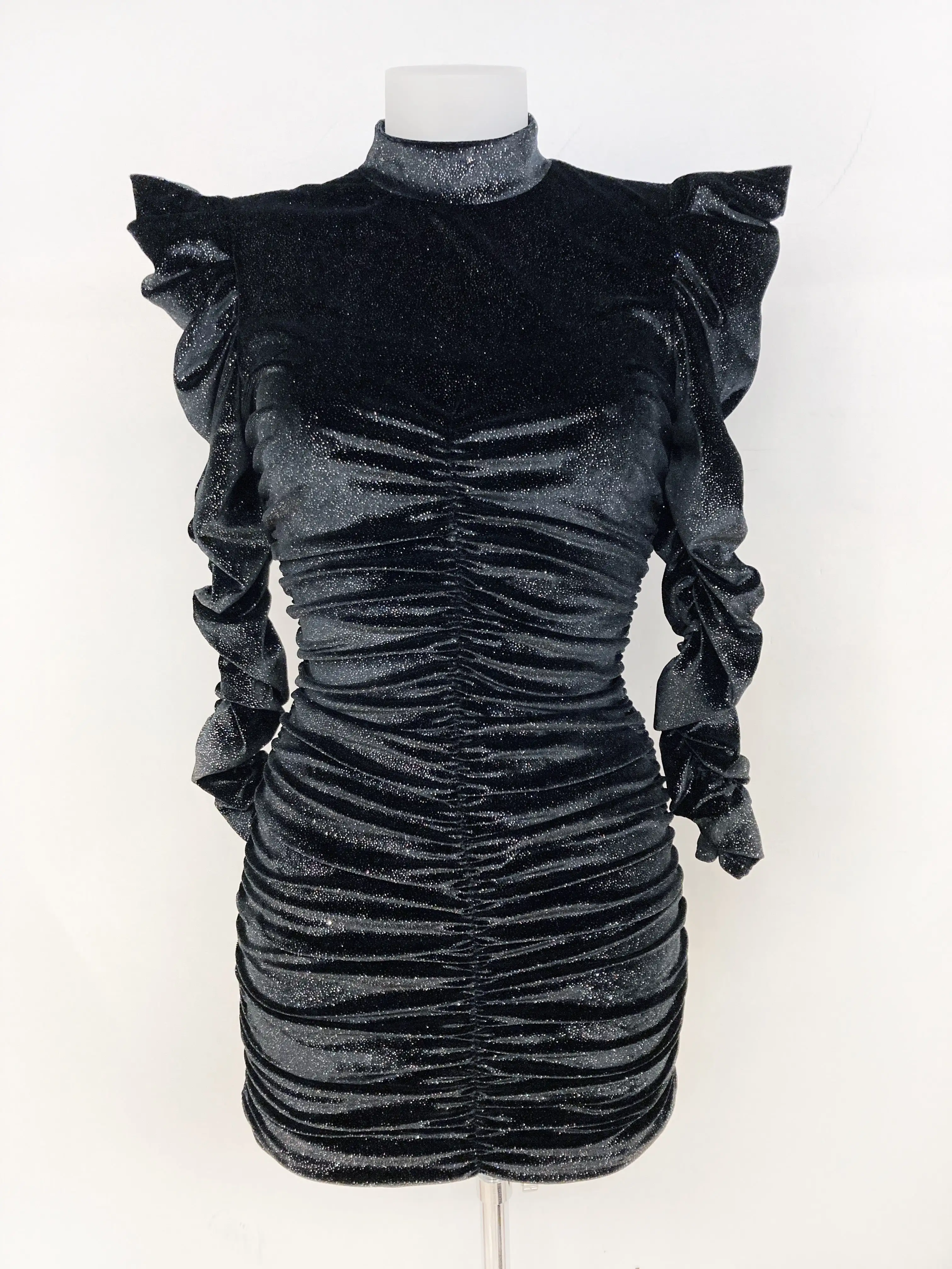 Vestido terciopelo brillo cuello - Imagen 3