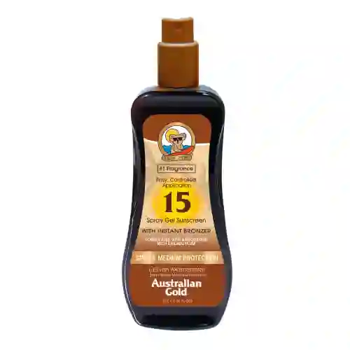AUSTRALIAN GOLD FPS 15 PROTETOR SOLAR EM SPRAY GEL CON BRONCEADOR INSTANTÁNEO 237ML