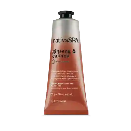 CREMA HIDRATANTE PARA MANOS Y PIES NATIVA SPA GINSENG Y CAFEÍNA, 75GR