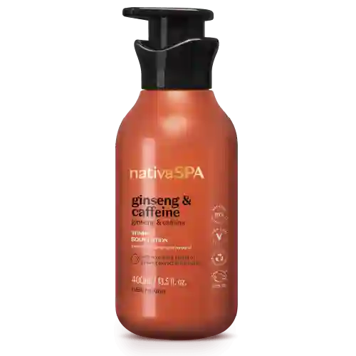 NATIVA SPA LOCIÓN CORPORAL HIDRATANTE GINSENG Y CAFEÍNA, 400ML