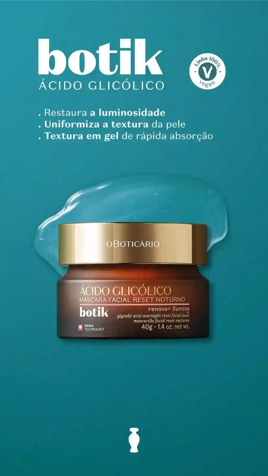 MASCARILLA FACIAL RESET NOCTURNA DE ÁCIDO GLICÓLICO BOTIK, 40G