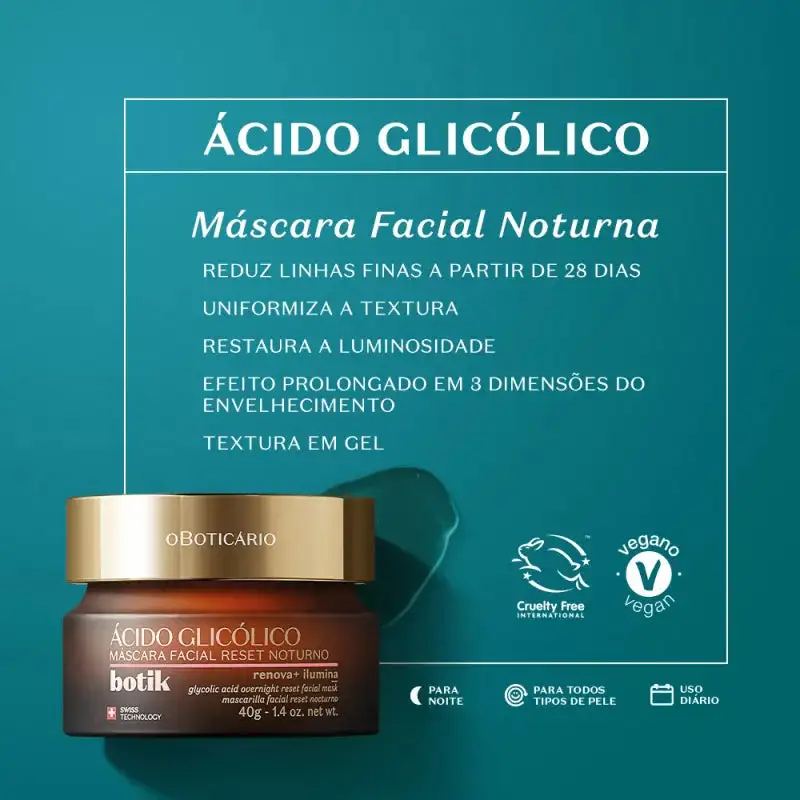 MASCARILLA FACIAL RESET NOCTURNA DE ÁCIDO GLICÓLICO BOTIK, 40G - Imagen 2