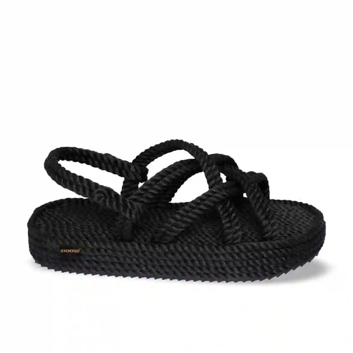 BOHONOMAD®️ Plataforma BODRUM By Atelier Sandalia de cuerda negra
