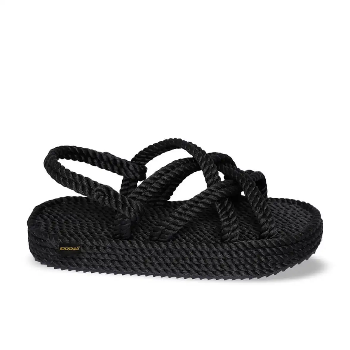 BOHONOMAD®️ Plataforma BODRUM By Atelier Sandalia de cuerda negra