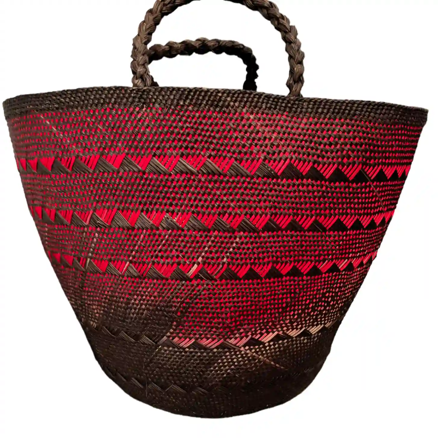 Cesta Artesanal XL Degradé Rojo & Coco Oscuro