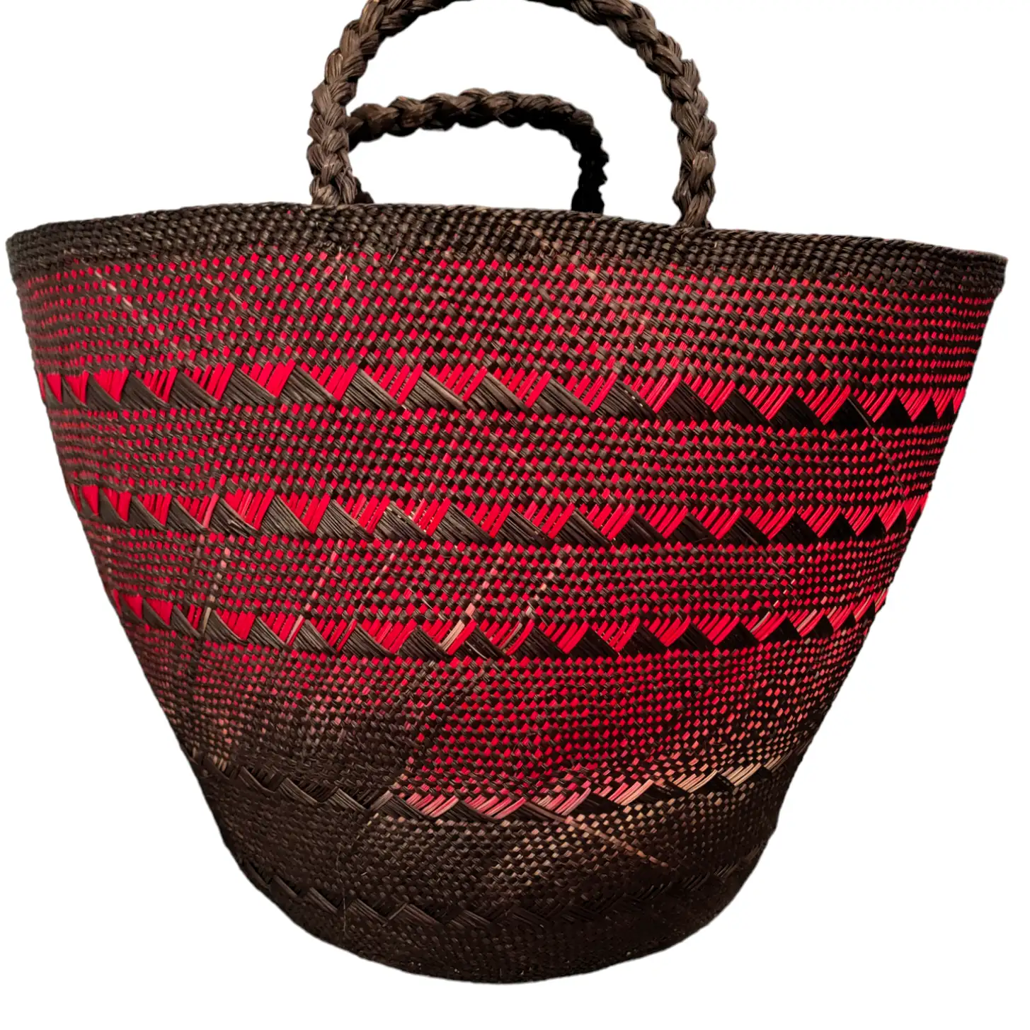 Cesta Artesanal XL Degradé Rojo & Coco Oscuro