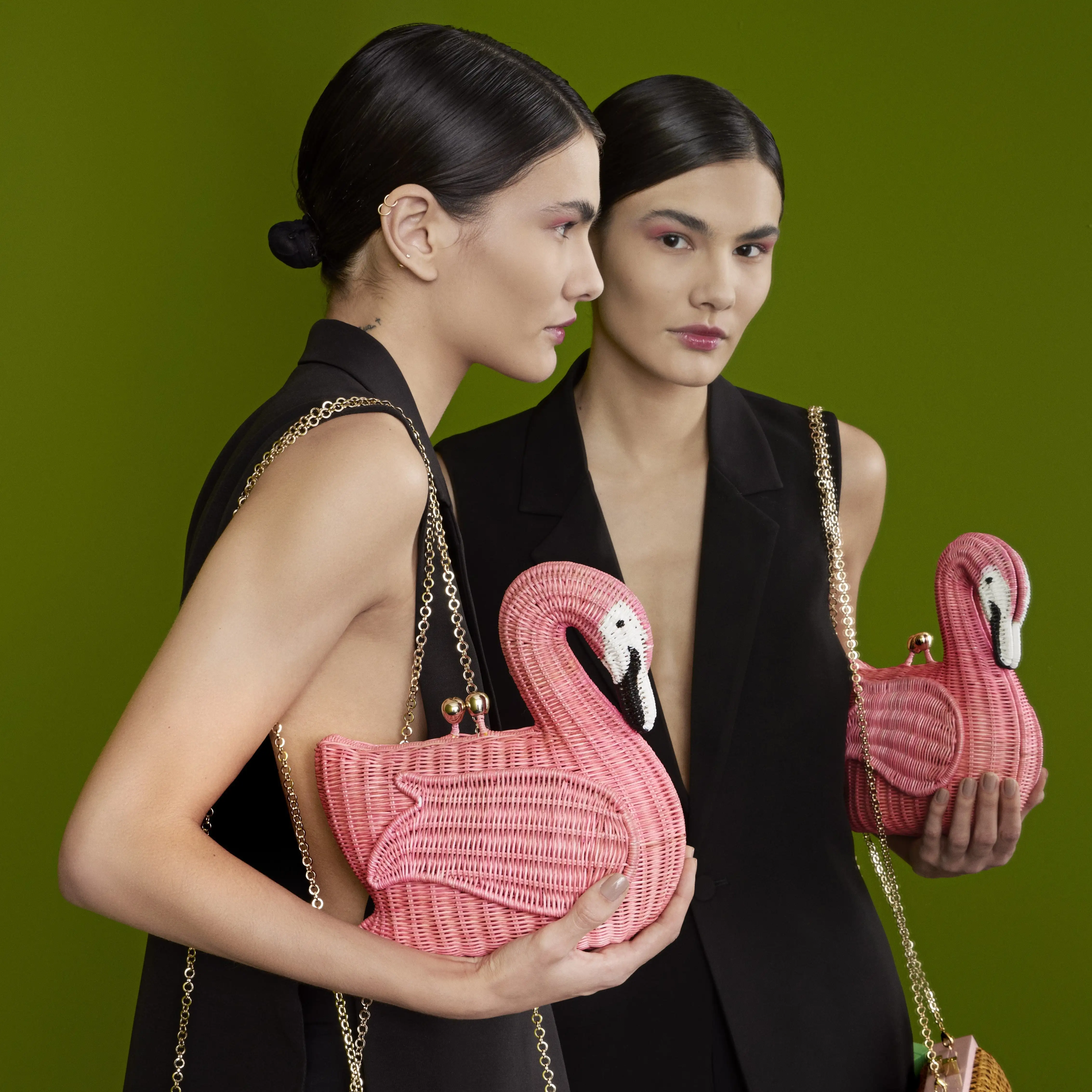 Bolso Mimbre Flamenco Rosa - Imagen 2