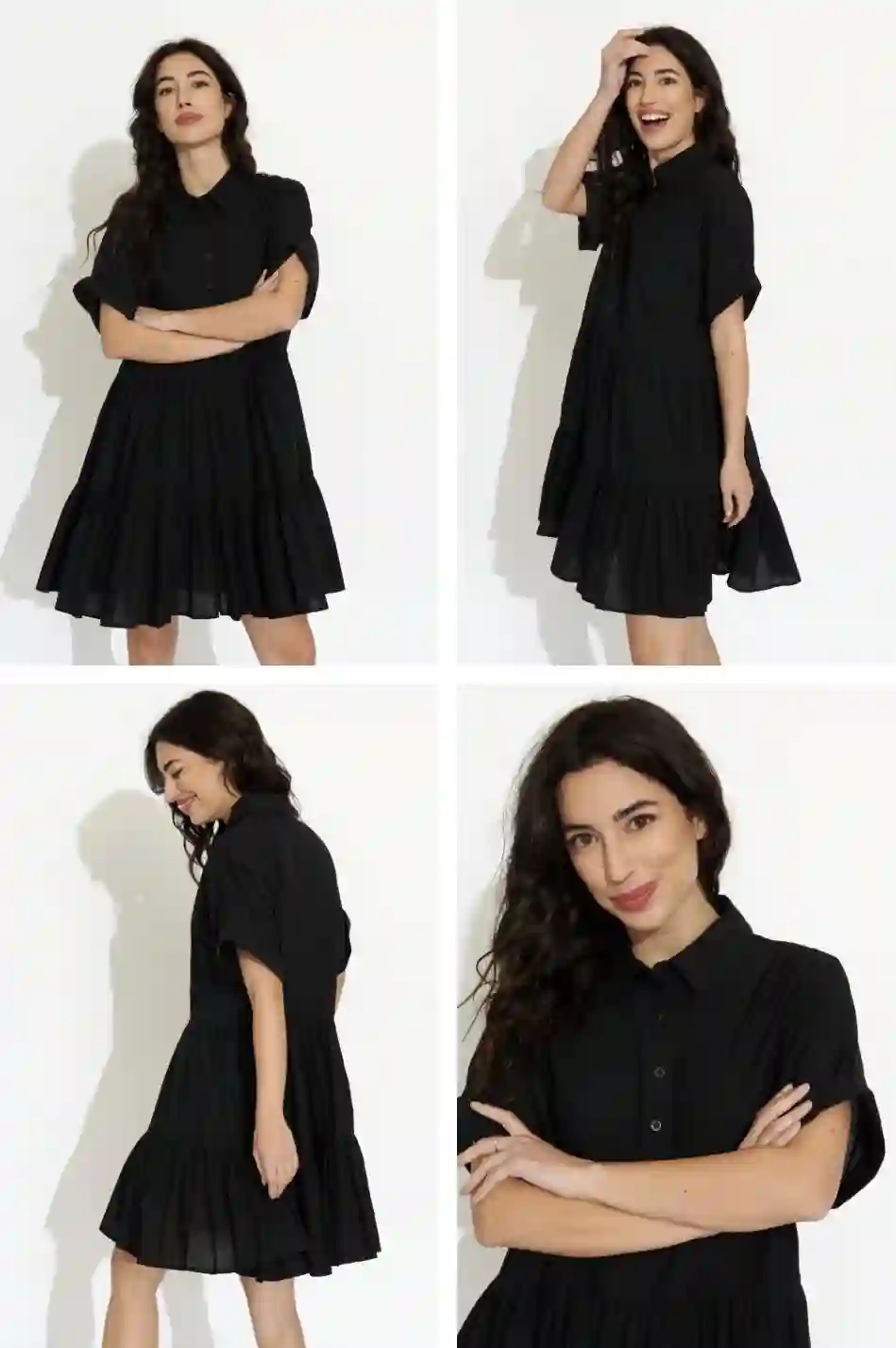Vestido corto con vuelo negro