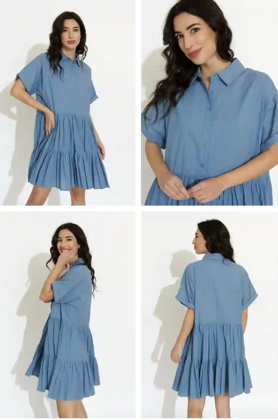 Vestido corto con vuelo azul