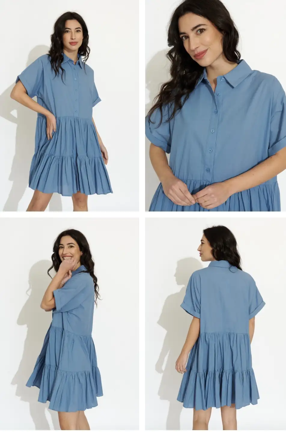 Vestido corto con vuelo azul