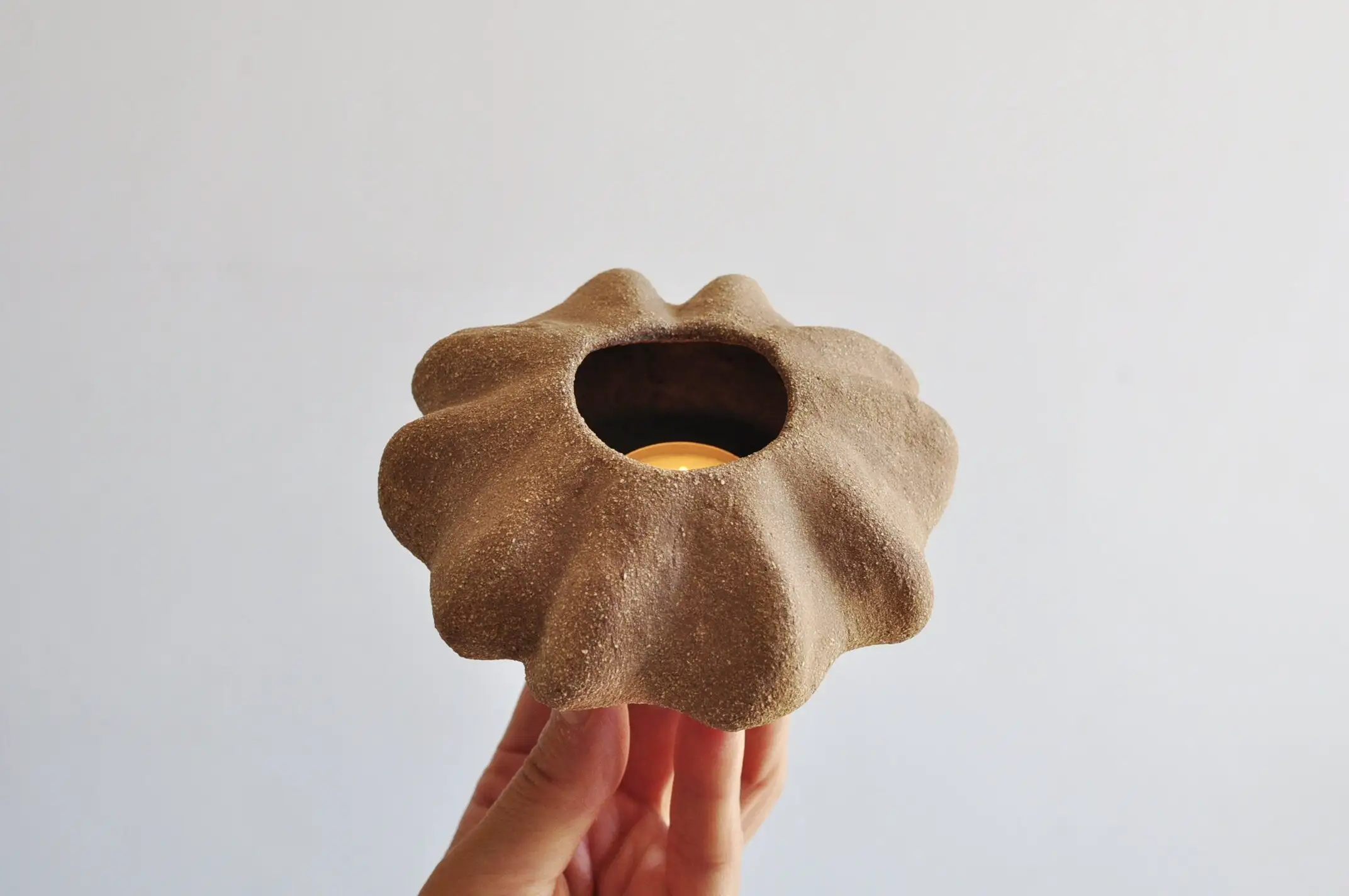 Jarrón de gres en forma de calabaza, portavelas - Imagen 3