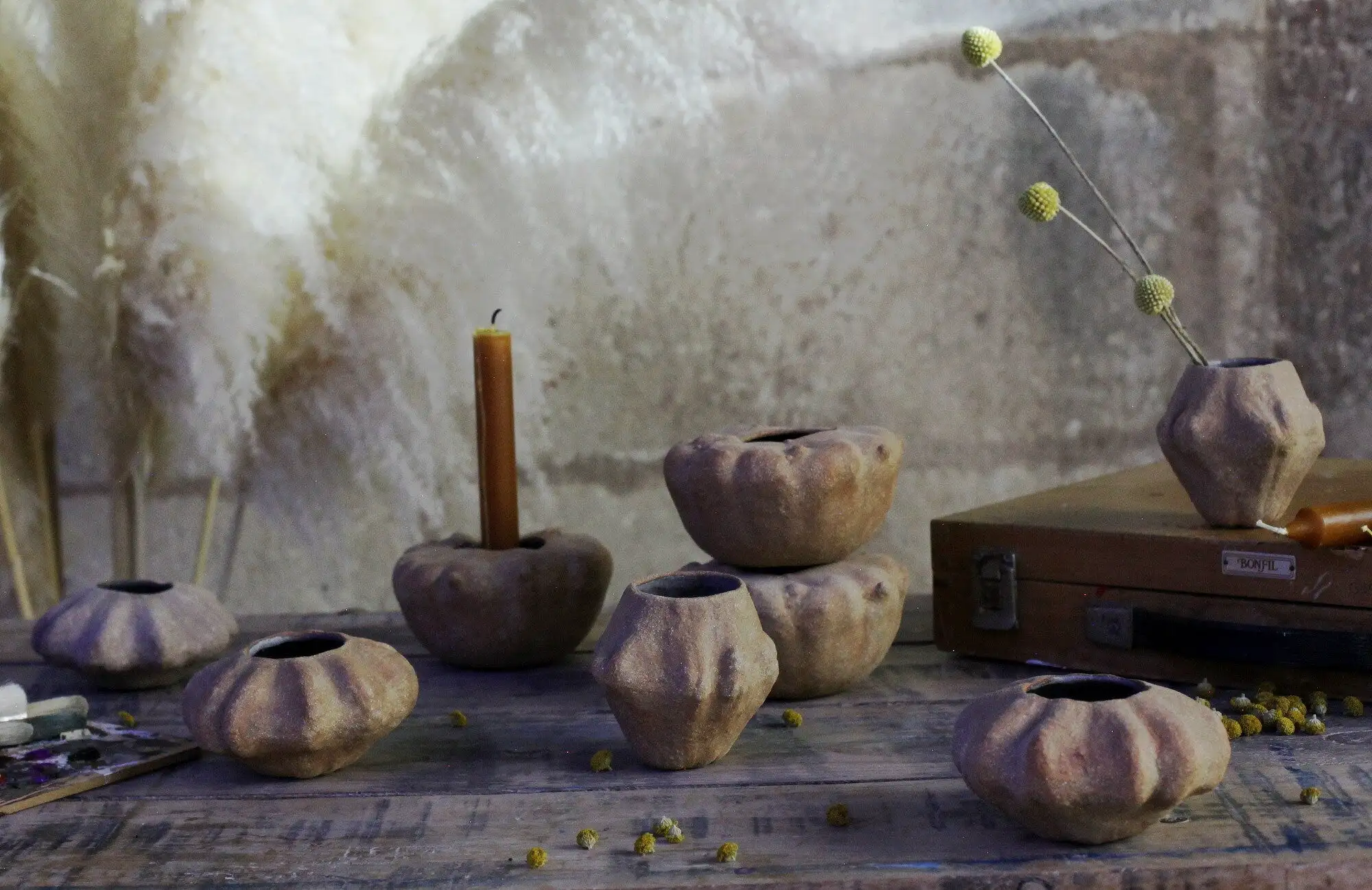 Jarrón de gres en forma de calabaza, portavelas - Imagen 10