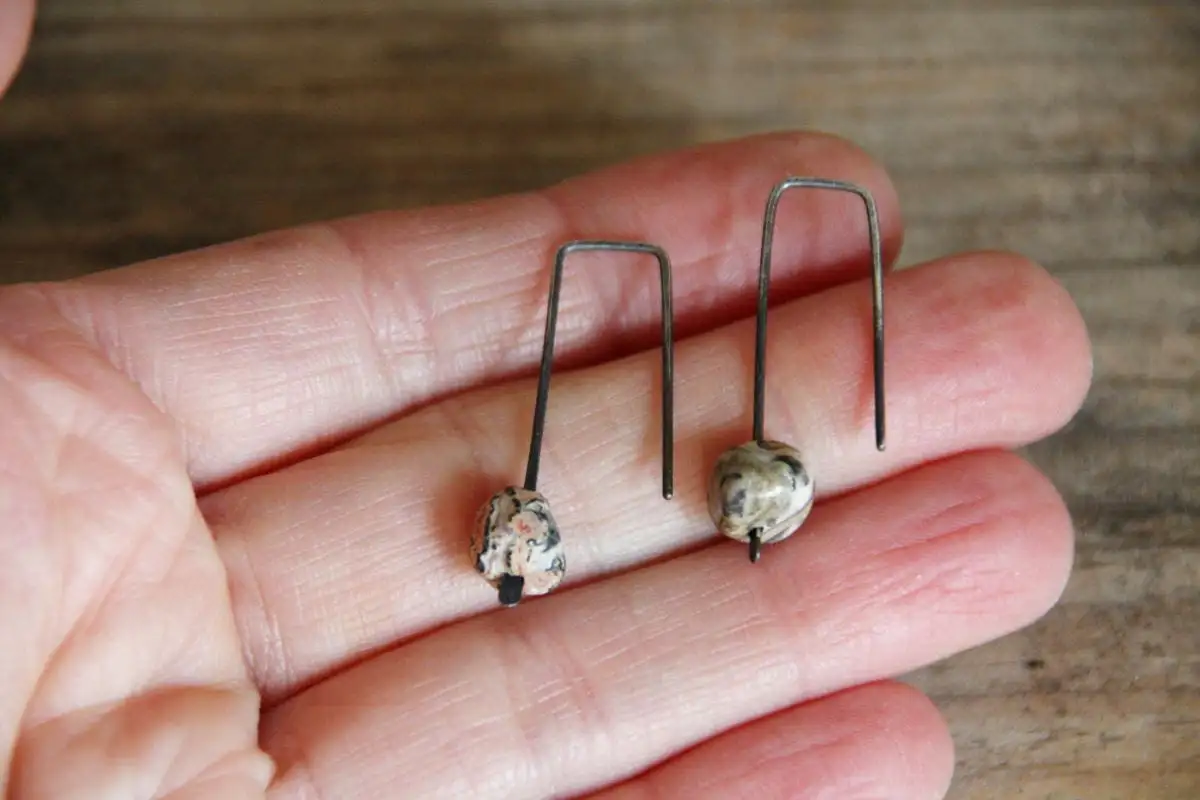 Jasper - pendientes colgantes - plata de ley oxidada - Imagen 3