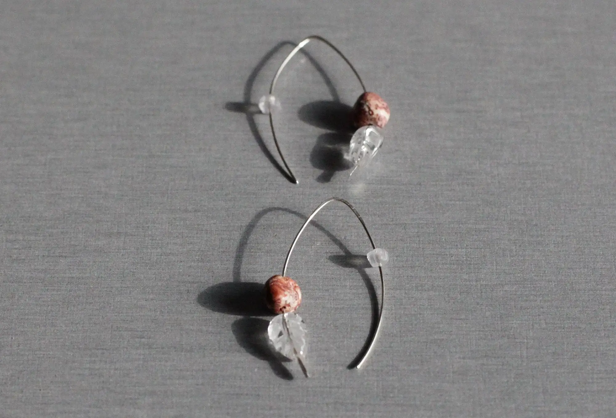 Pendientes aros abiertos plata hoja de jaspe - Imagen 5