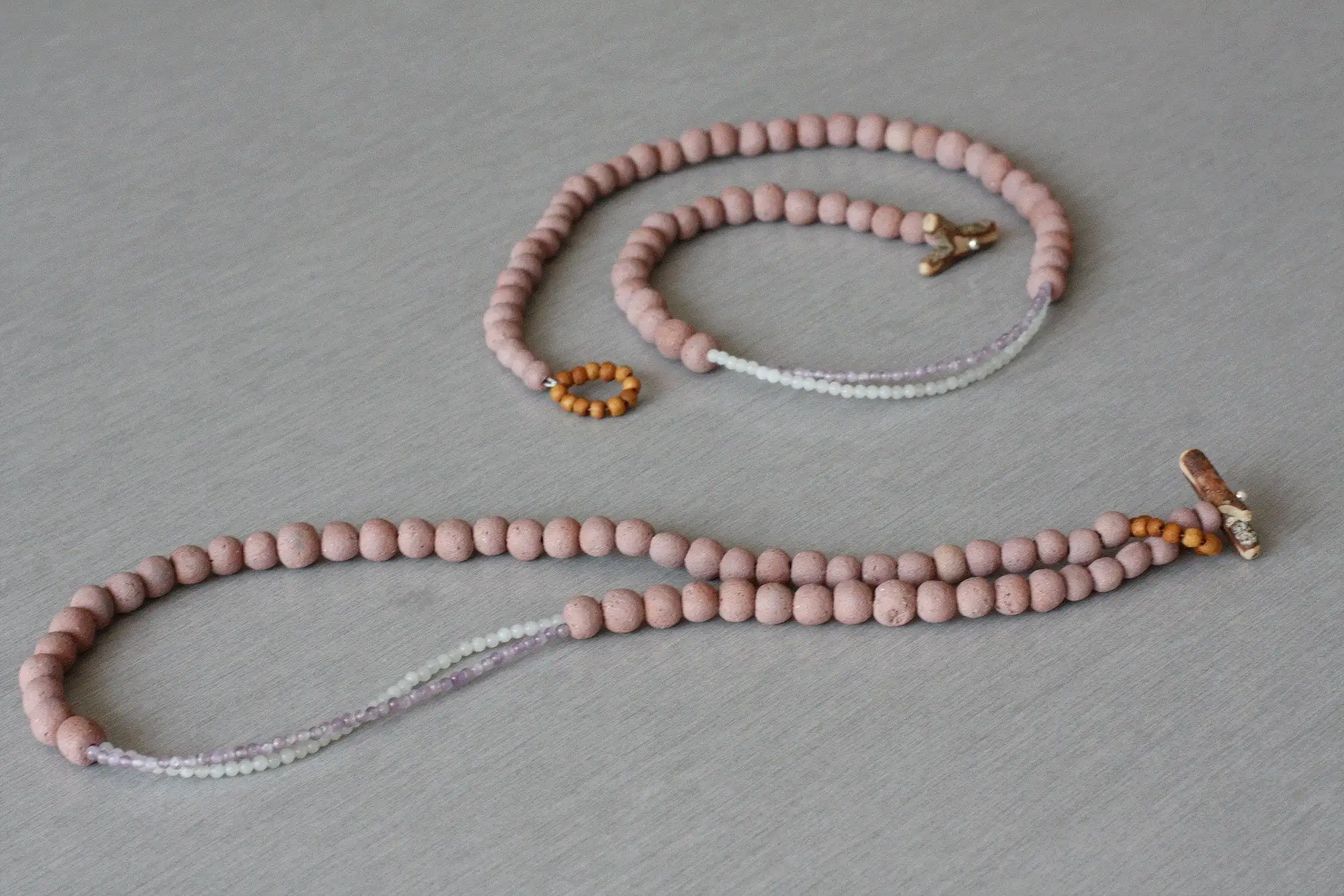 Lavender and green almonds -  beaded necklace - made to order - Image 2