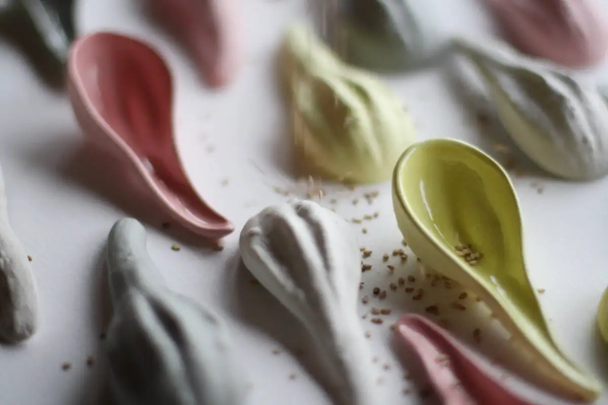 Cuchara de porcelana en forma de calabaza gris claro, cuchara de aperitivo, cuchara de cerámica - Imagen 5