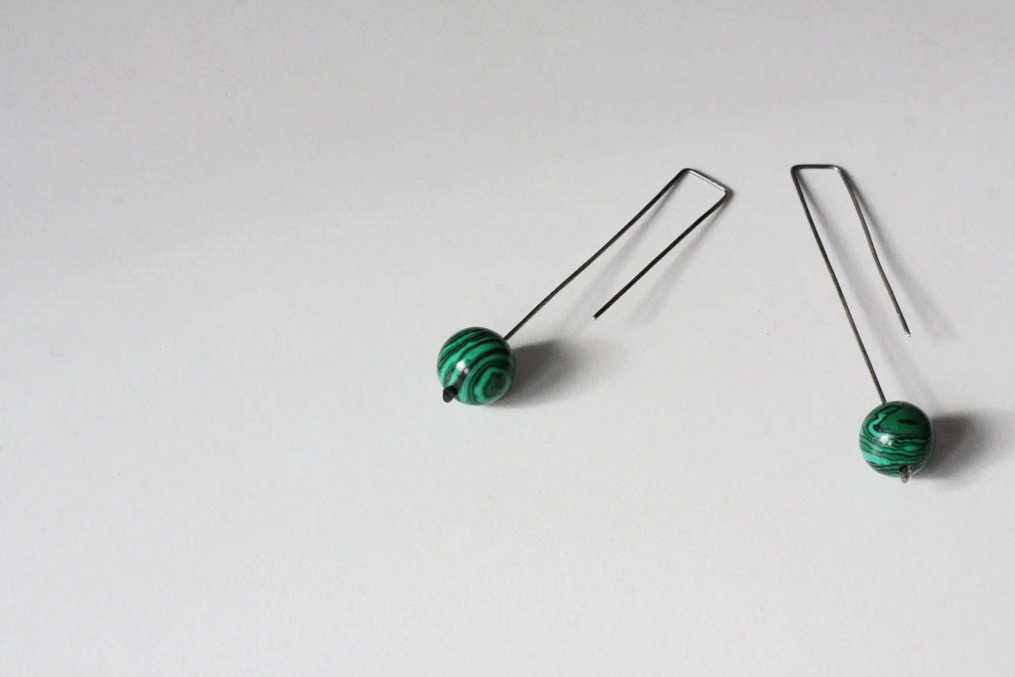 Malaquita - pendientes largos colgantes - plata de ley oxidada