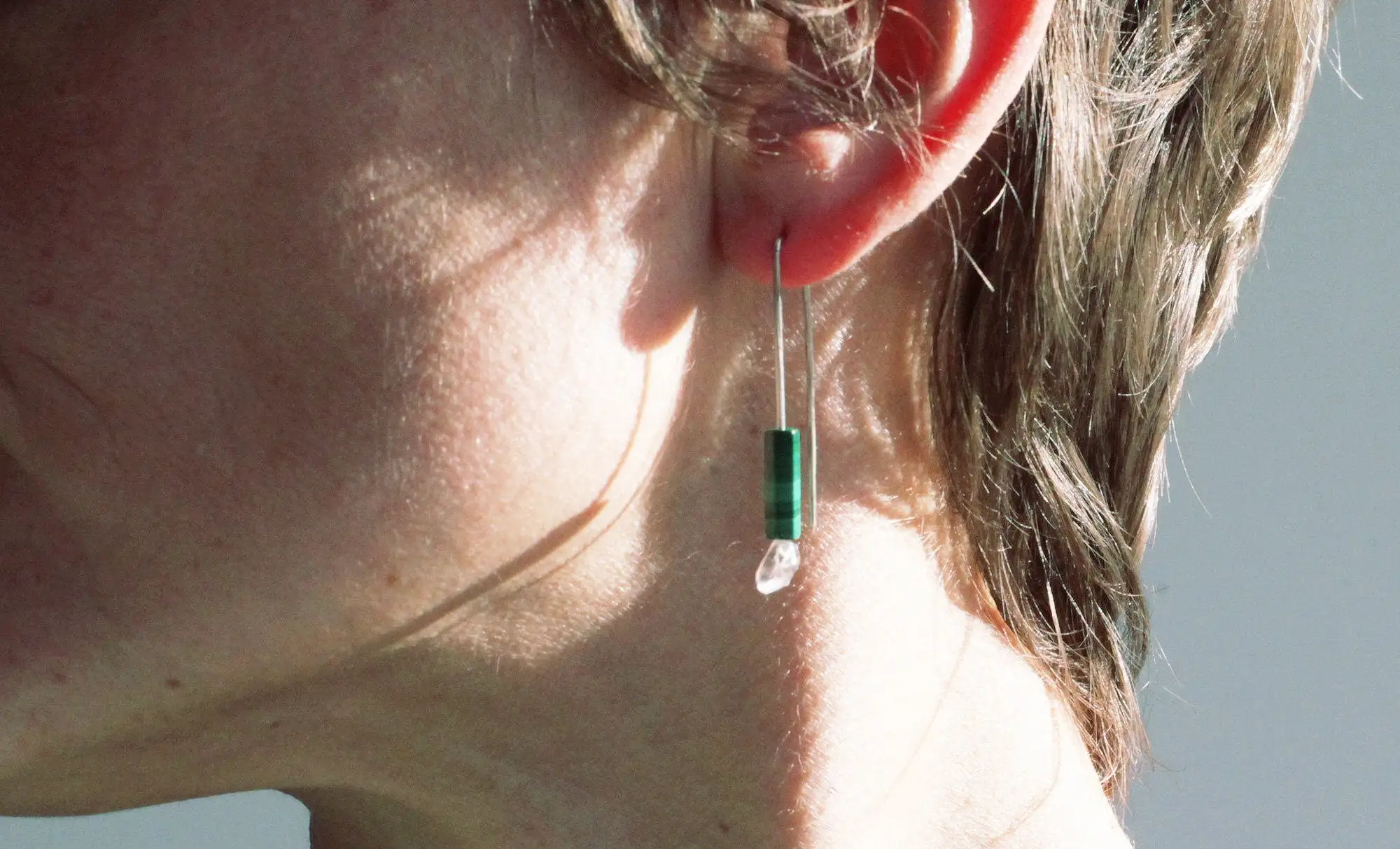 Pendientes de plata de primera ley con malaquita y cuarzo cristal - Imagen 4