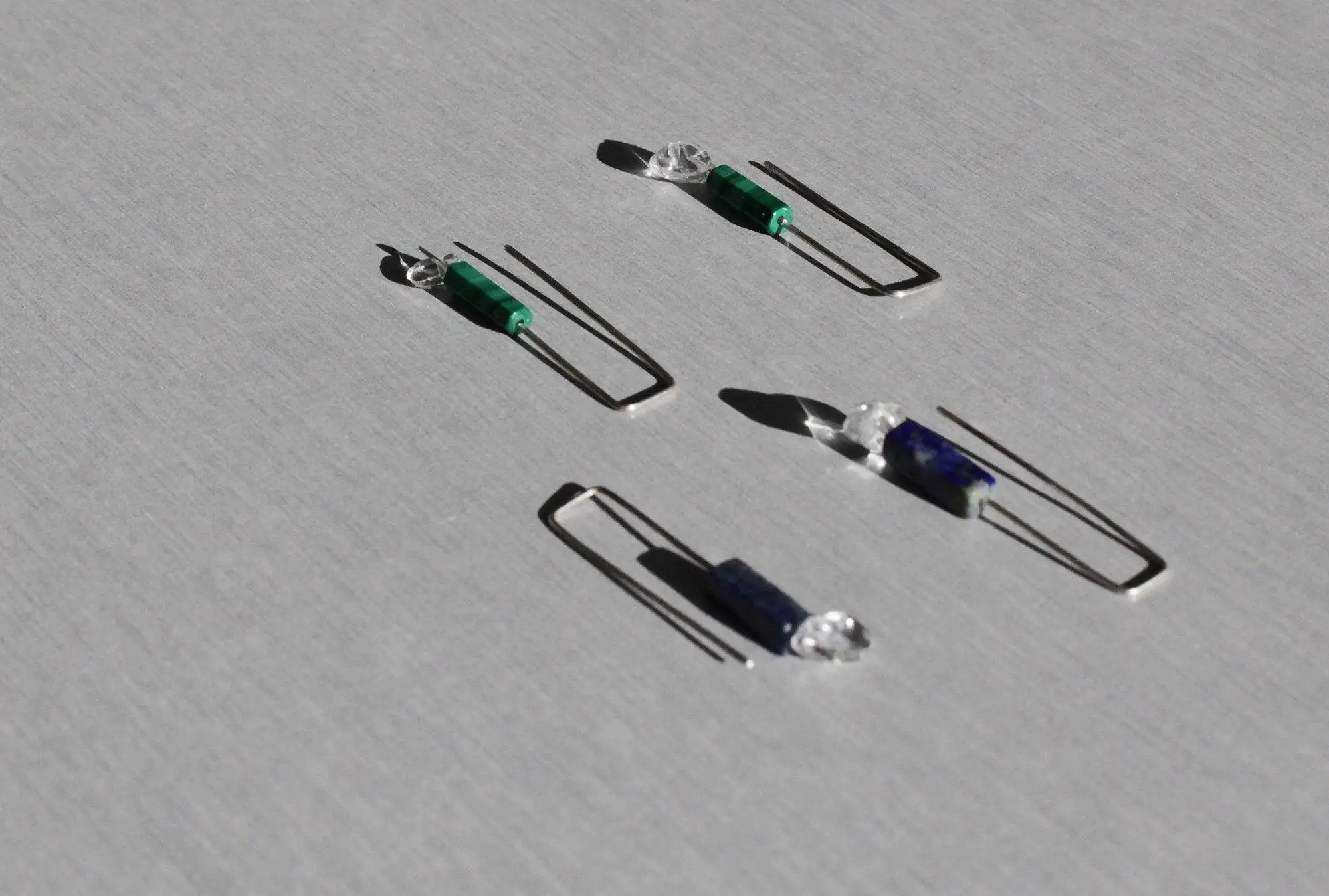Pendientes de plata de primera ley con malaquita y cuarzo cristal - Imagen 6