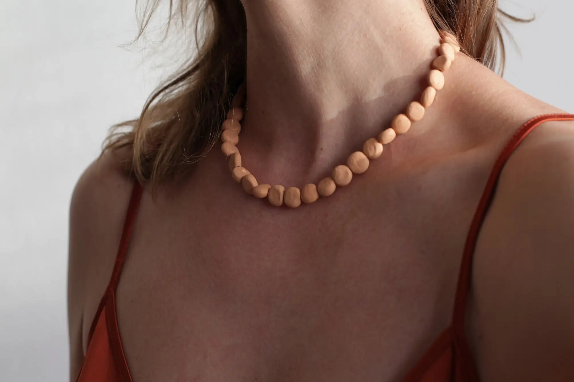 Pebble - ooak short beaded ceramic necklace - ready to ship