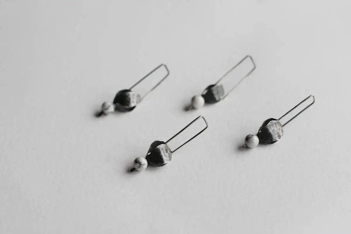 Physalis - white turquoise - long dangle earrings - oxidized sterling silver - Image 7