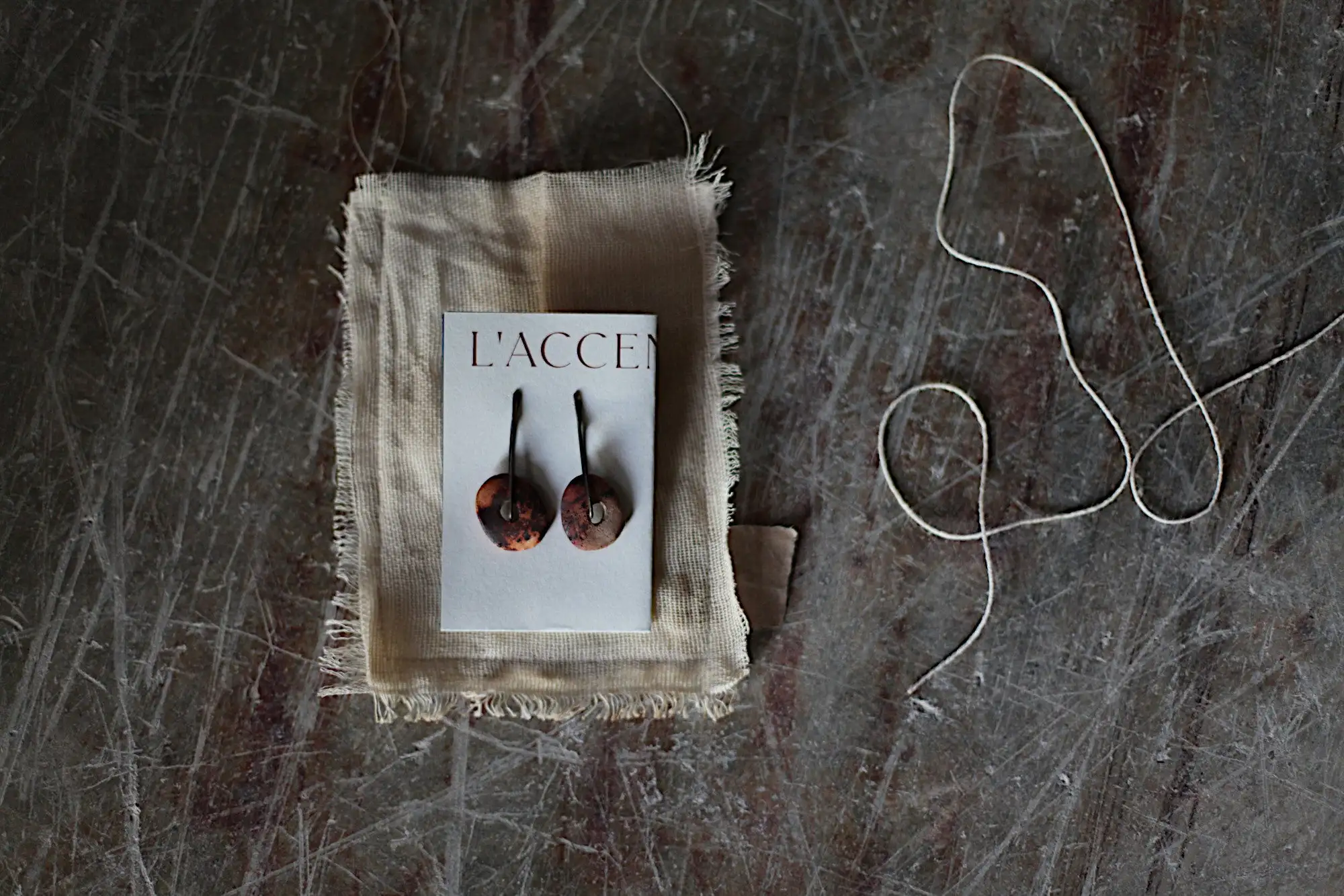 Slices of life - Raised from ashes - Pit fired ceramic on sterling silver earrings